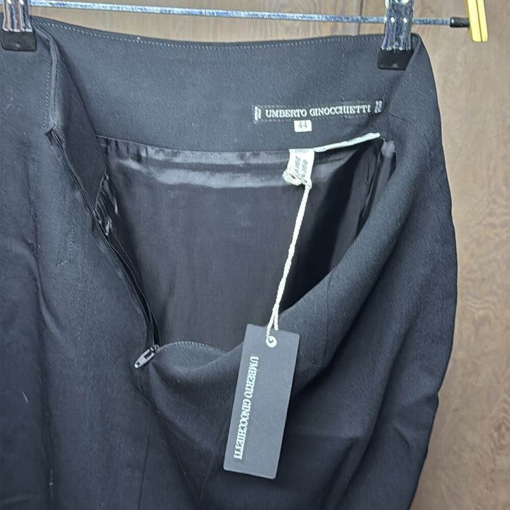Vintage NWT Umberto Ginocchietti Black Asymmetrical Back Zippered Skirt - Picture 4 of 7